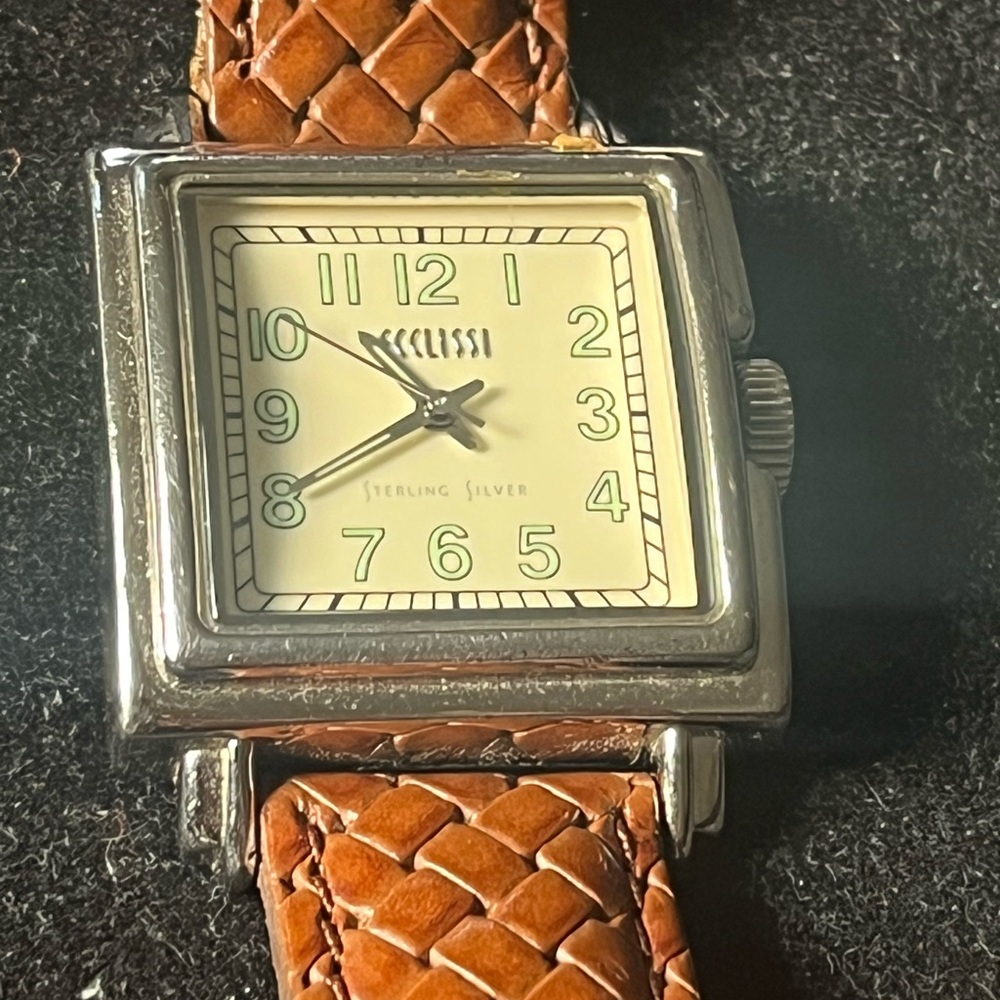 Ecclissi Sterling Silver Women’s Watch # 22725, Quartz Movement, leather strap